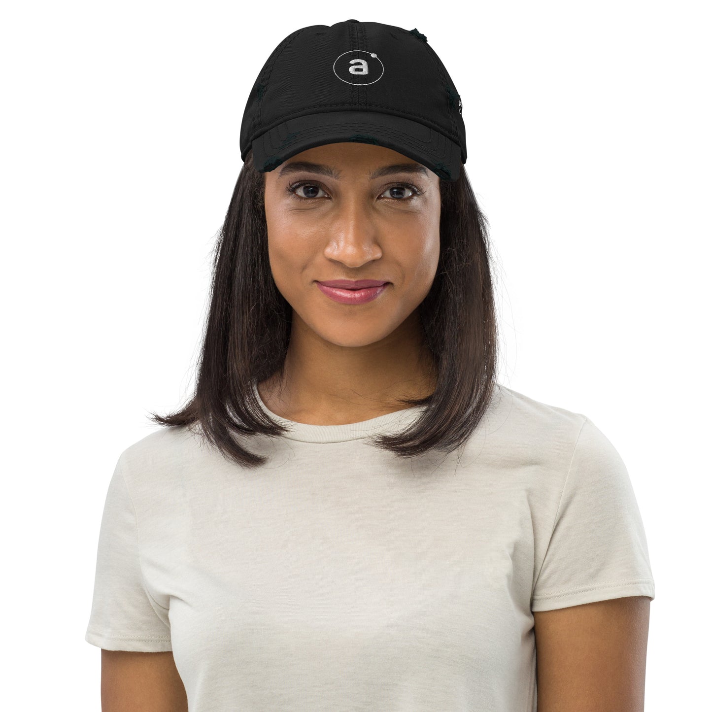 Headwear- Distressed Baseball Cap- BLK