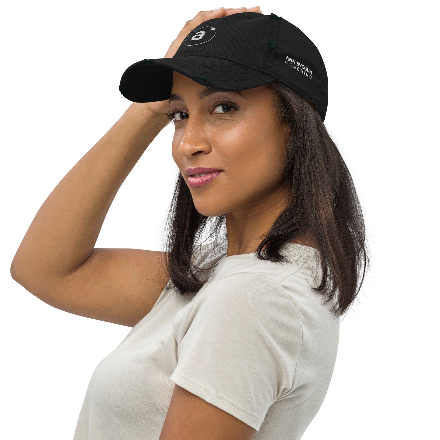 Headwear- Distressed Baseball Cap- BLK