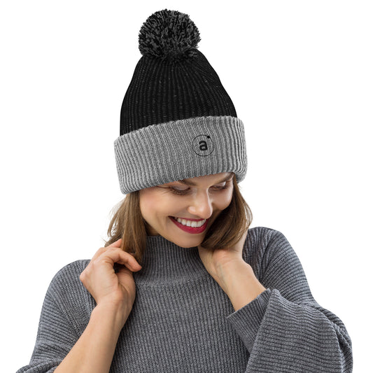 Headwear- Pom-Pom Beanie- GRAY/BLK